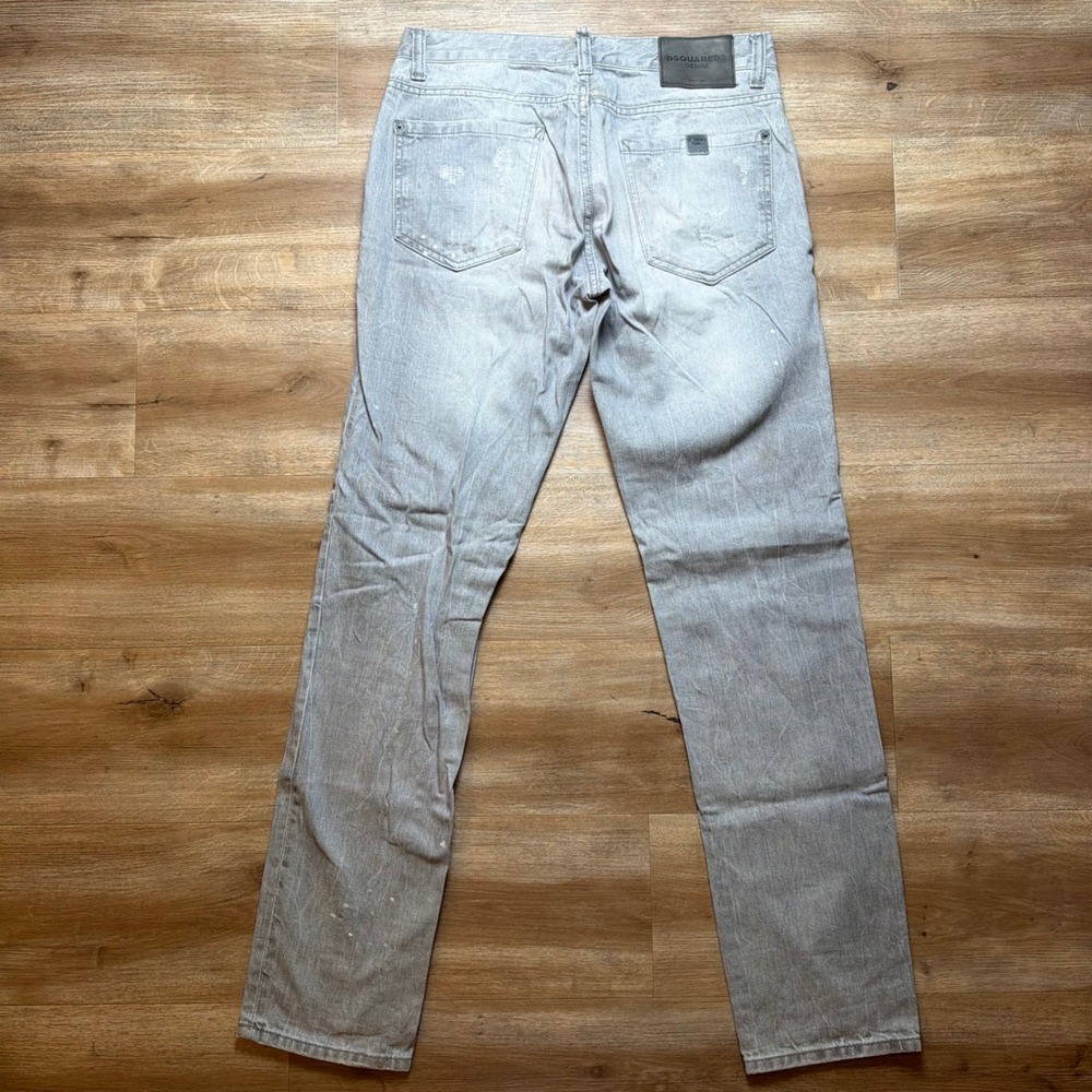 Dsquared2 Slim Jeans Mens 32x34 Grey Distressed Paint Splatter Made in Italy - Picture 3 of 16